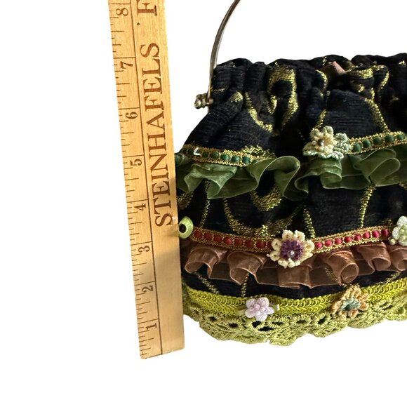 Embroidered Ribbon Rose Lace Appliques Unique Evening Bag - Picture 6 of 8